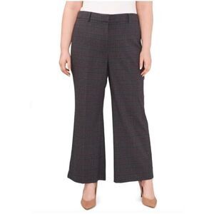 NWOT Vince Camuto Wide Leg Plaid Trouser Pants Dark Grey Plus Size 20W